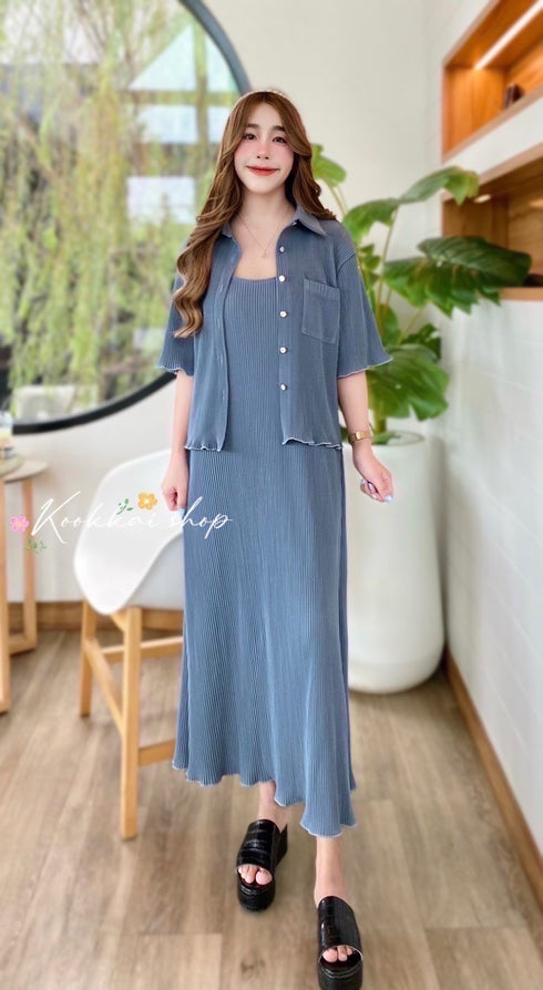 Women Casual Pleated Two Piece Sets